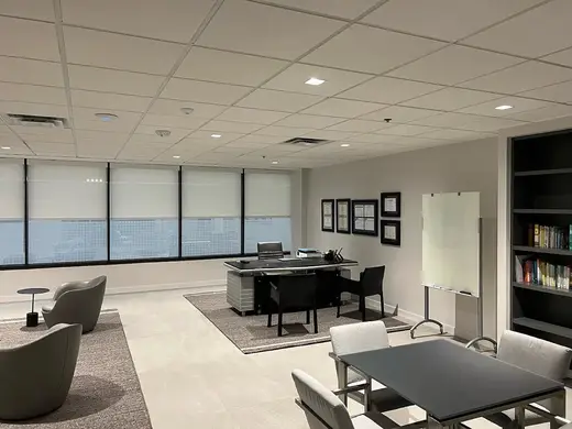Modern office space with large windows at Campbell Recovery Services detox center in Dallas.