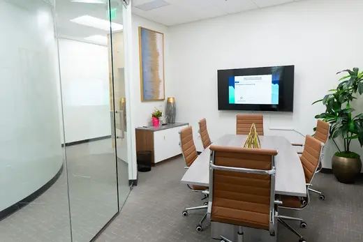 Modern conference room with seating at Care Star Recovery & Wellness, a detox center in Dallas.